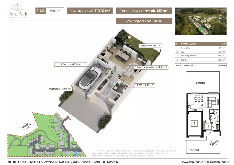 Dom 110,37 m², oferta nr B1M3, Flora Park, Gdynia, Wielki Kack, Kacze Buki, ul. Starochwaszczyńska