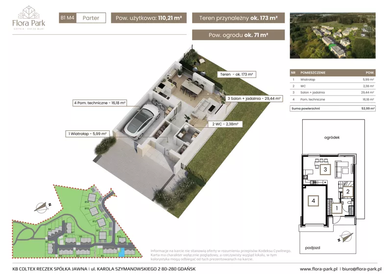 Dom 110,21 m², oferta nr B1M4, Flora Park, Gdynia, Wielki Kack, Kacze Buki, ul. Starochwaszczyńska