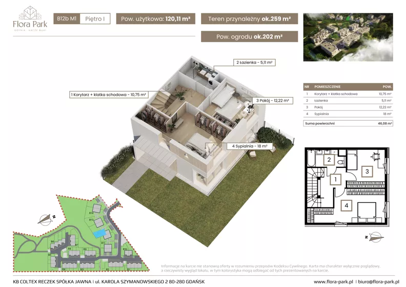Dom 120,11 m², oferta nr B12bM1, Flora Park, Gdynia, Wielki Kack, Kacze Buki, ul. Starochwaszczyńska