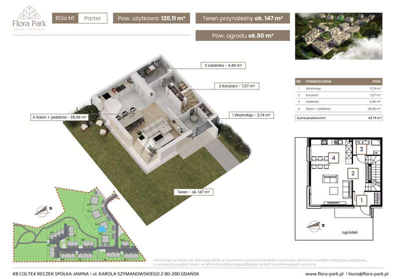 Dom 120,11 m², oferta nr B12aM1, Flora Park, Gdynia, Wielki Kack, Kacze Buki, ul. Starochwaszczyńska