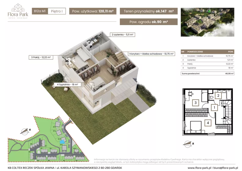 Dom 120,11 m², oferta nr B12aM1, Flora Park, Gdynia, Wielki Kack, Kacze Buki, ul. Starochwaszczyńska