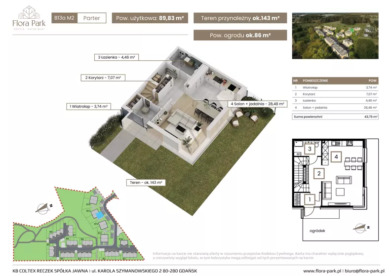Dom 89,36 m², oferta nr B13aM2, Flora Park, Gdynia, Wielki Kack, Kacze Buki, ul. Starochwaszczyńska