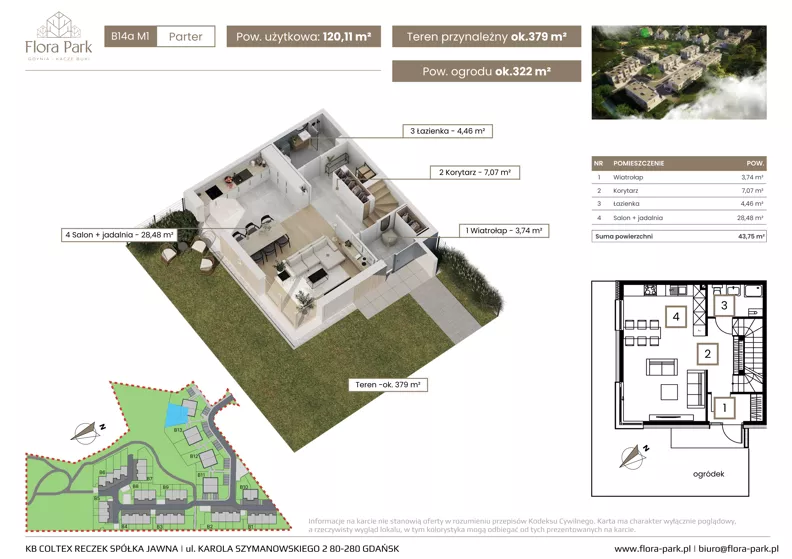 Dom 120,11 m², oferta nr B14aM1, Flora Park, Gdynia, Wielki Kack, Kacze Buki, ul. Starochwaszczyńska