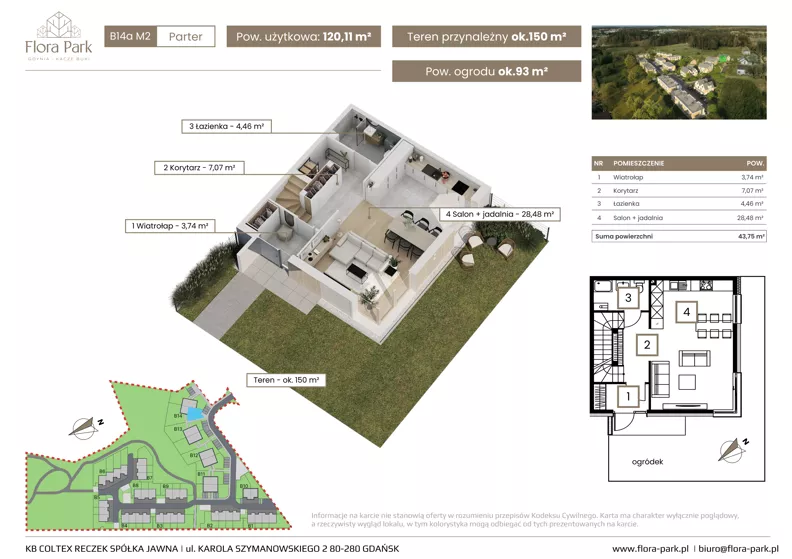 Dom 120,11 m², oferta nr B14aM2, Flora Park, Gdynia, Wielki Kack, Kacze Buki, ul. Starochwaszczyńska