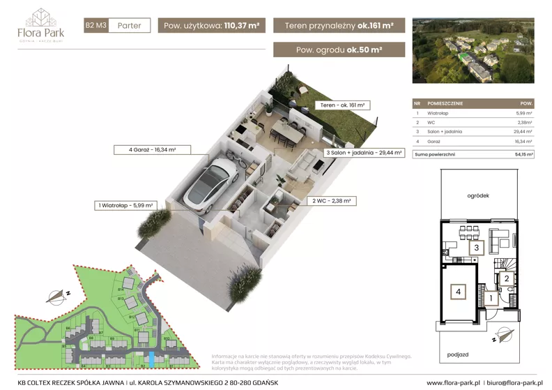 Dom 110,37 m², oferta nr B2M3, Flora Park, Gdynia, Wielki Kack, Kacze Buki, ul. Starochwaszczyńska