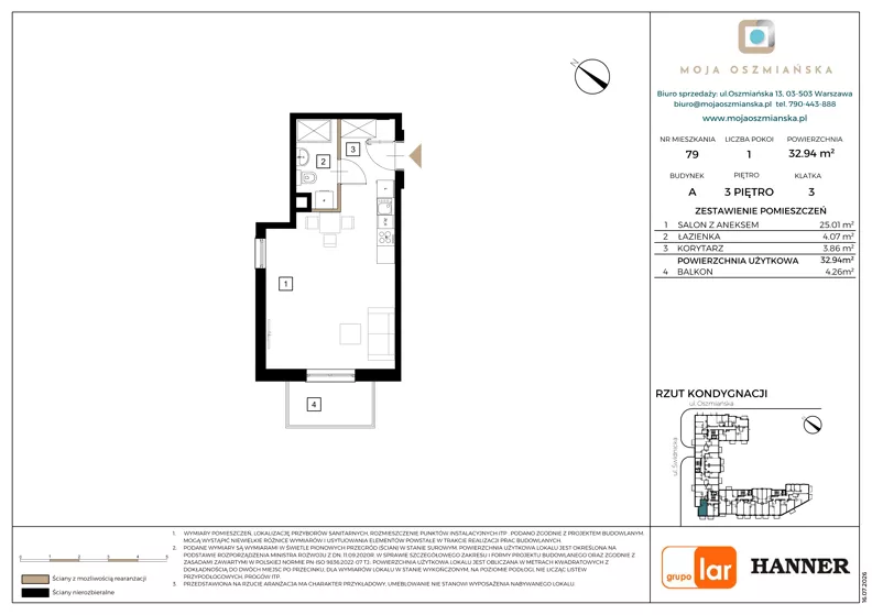 1 pokój, mieszkanie 32,94 m², piętro 3, oferta nr 79, Moja Oszmiańska, Warszawa, Targówek, Targówek Mieszkaniowy, ul. Oszmiańska