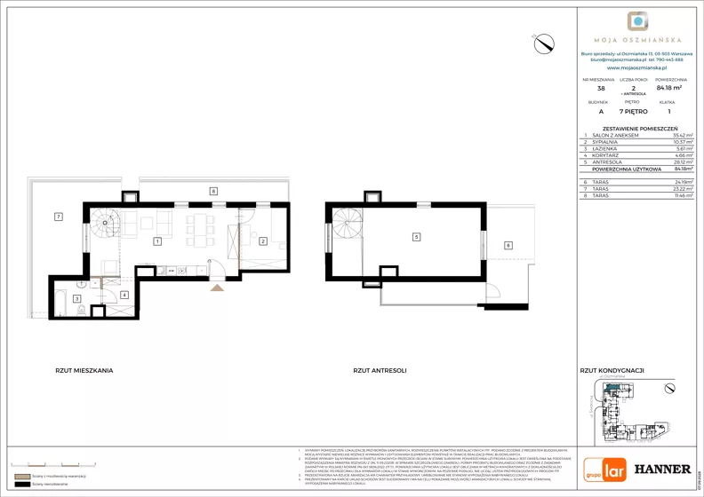 3 pokoje, mieszkanie 84,18 m², piętro 7, oferta nr 38, Moja Oszmiańska, Warszawa, Targówek, Targówek Mieszkaniowy, ul. Oszmiańska