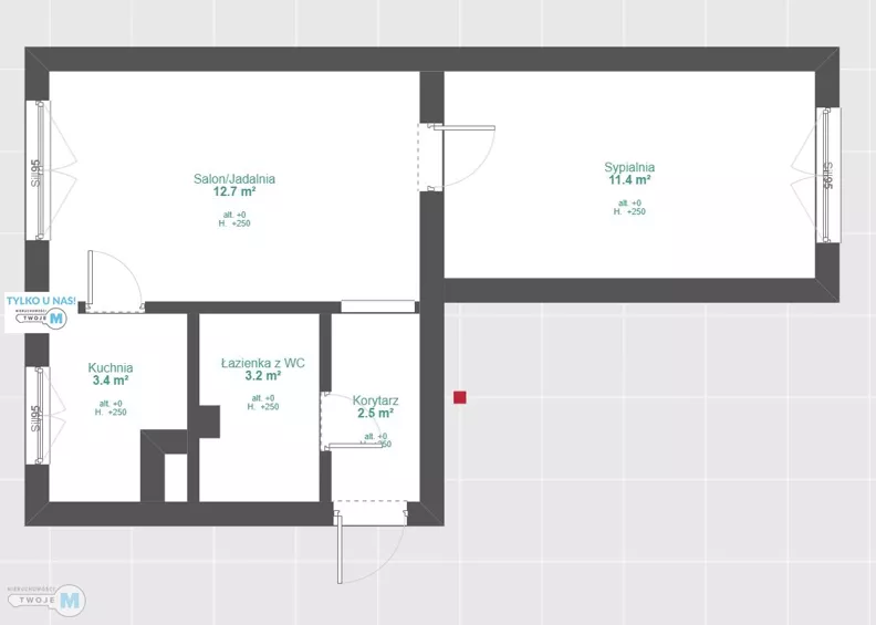 2 pokoje, mieszkanie 34,38 m², piętro 3, oferta nr , TWJ-MS-2906, Kielce
