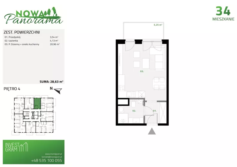 1 pokój, mieszkanie 28,63 m², piętro 4, oferta nr 34, Nowa Panorama bud.2, Sosnowiec, Zagórze, Środula, ul. Sokolska 102