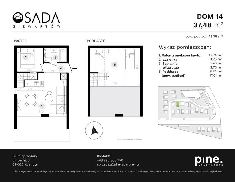 Dom 46,75 m², oferta nr 14, Osada Giewartów, Giewartów, ul. Armii Krajowej