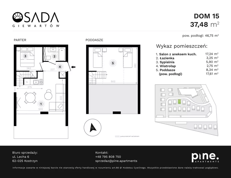 Dom 46,75 m², oferta nr 15, Osada Giewartów, Giewartów, ul. Armii Krajowej