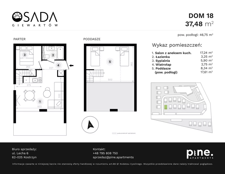 Dom 46,75 m², oferta nr 18, Osada Giewartów, Giewartów, ul. Armii Krajowej