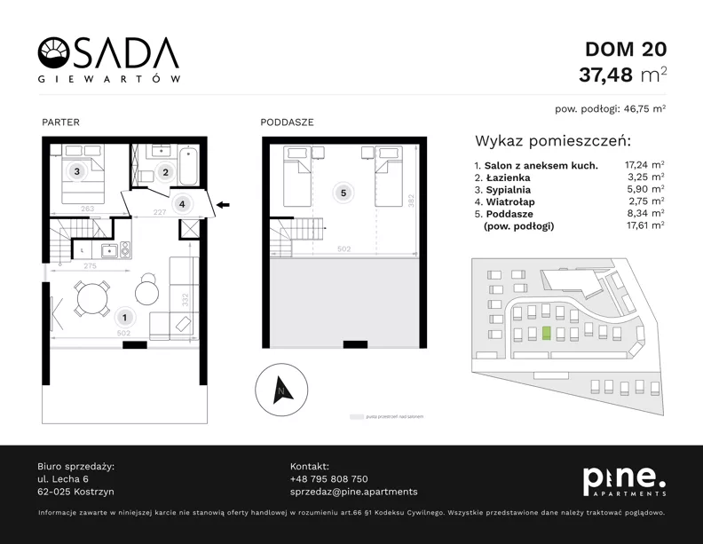Dom 46,75 m², oferta nr 20, Osada Giewartów, Giewartów, ul. Armii Krajowej