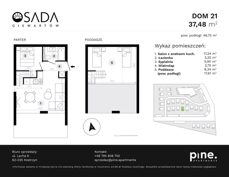 Dom 46,75 m², oferta nr 21, Osada Giewartów, Giewartów, ul. Armii Krajowej