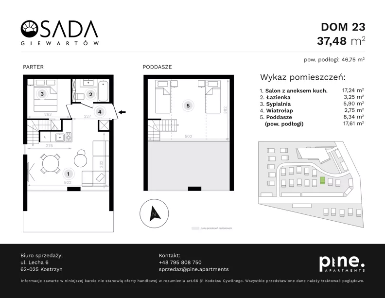 Dom 46,75 m², oferta nr 23, Osada Giewartów, Giewartów, ul. Armii Krajowej