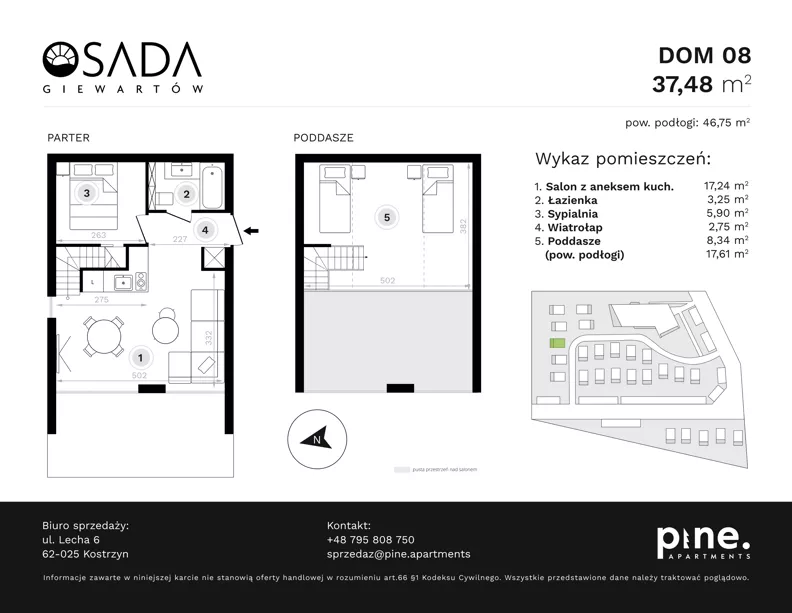 Dom 46,75 m², oferta nr 8, Osada Giewartów, Giewartów, ul. Armii Krajowej
