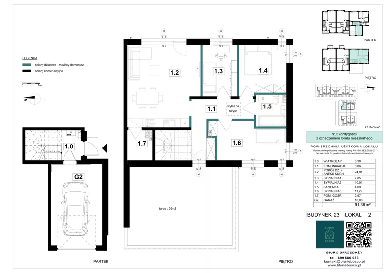 4 pokoje, mieszkanie 91,36 m², piętro 1, oferta nr 23-2, Błonie Bosco, Błonie, ul. Graniczna