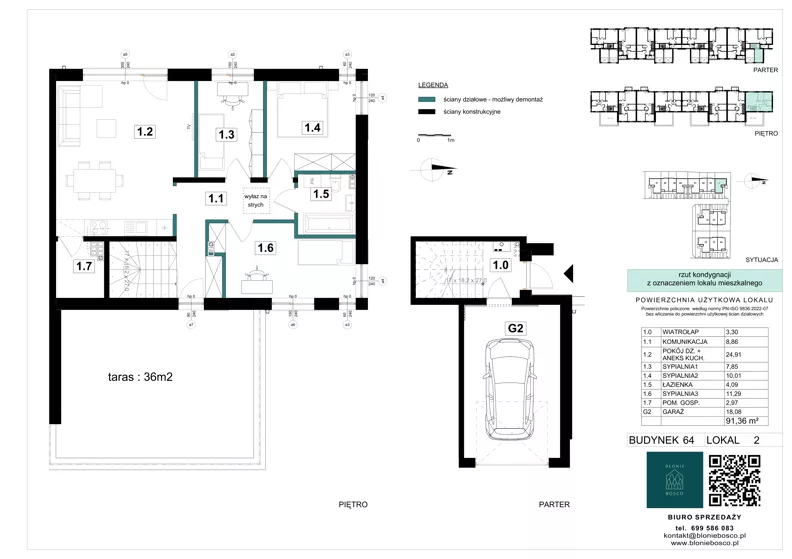 4 pokoje, mieszkanie 91,36 m², piętro 1, oferta nr 64-2, Błonie Bosco, Błonie, ul. Graniczna