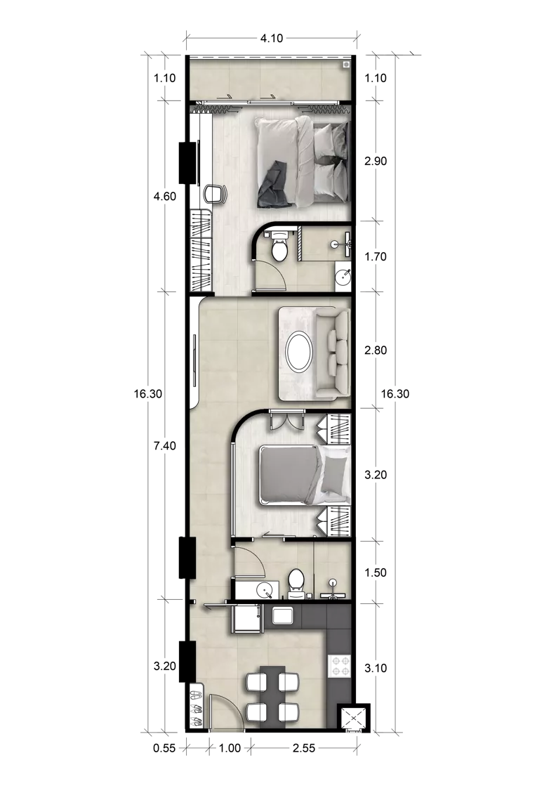 2 pokoje, mieszkanie 60,09 m², piętro 5, oferta nr BS512, Ever Prime Residences by Anocha, Karon