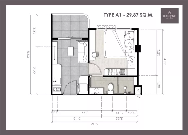 2 pokoje, mieszkanie 29,87 m², piętro 1, oferta nr C109, The Element by Anocha, Kamala, th. 45/11 Kamala