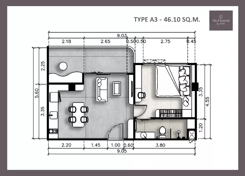 2 pokoje, apartament 46,10 m², piętro 5, oferta nr B504, The Element by Anocha, Kamala, th. 45/11 Kamala
