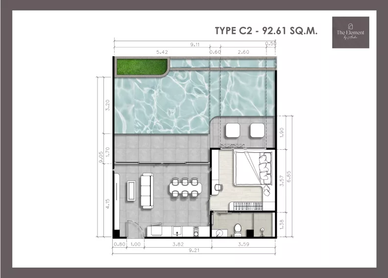 2 pokoje, apartament 92,61 m², piętro 7, oferta nr C703, The Element by Anocha, Kamala, th. 45/11 Kamala