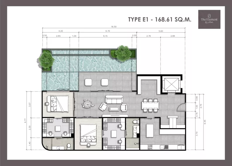 4 pokoje, apartament 168,61 m², piętro 7, oferta nr C704, The Element by Anocha, Kamala, th. 45/11 Kamala