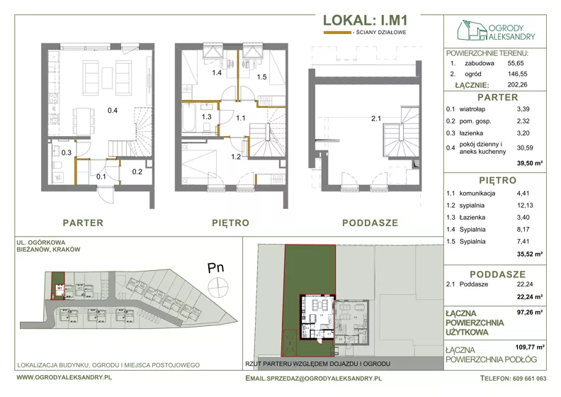 Dom 97,26 m², oferta nr M1, Ogrody Aleksandry, Kraków, Bieżanów-Prokocim, ul. Ogórkowa