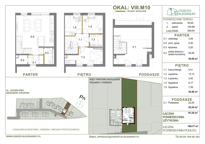 Dom 97,24 m², oferta nr M10, Ogrody Aleksandry, Kraków, Bieżanów-Prokocim, ul. Ogórkowa