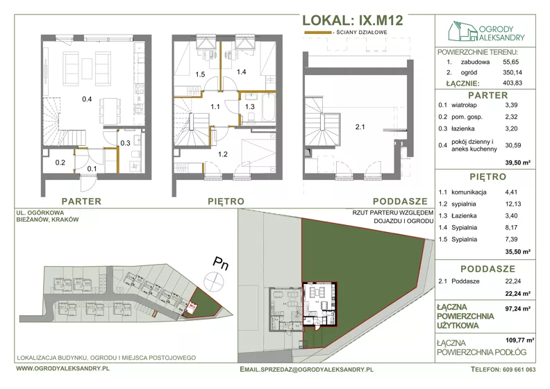 Dom 97,24 m², oferta nr M12, Ogrody Aleksandry, Kraków, Bieżanów-Prokocim, ul. Ogórkowa