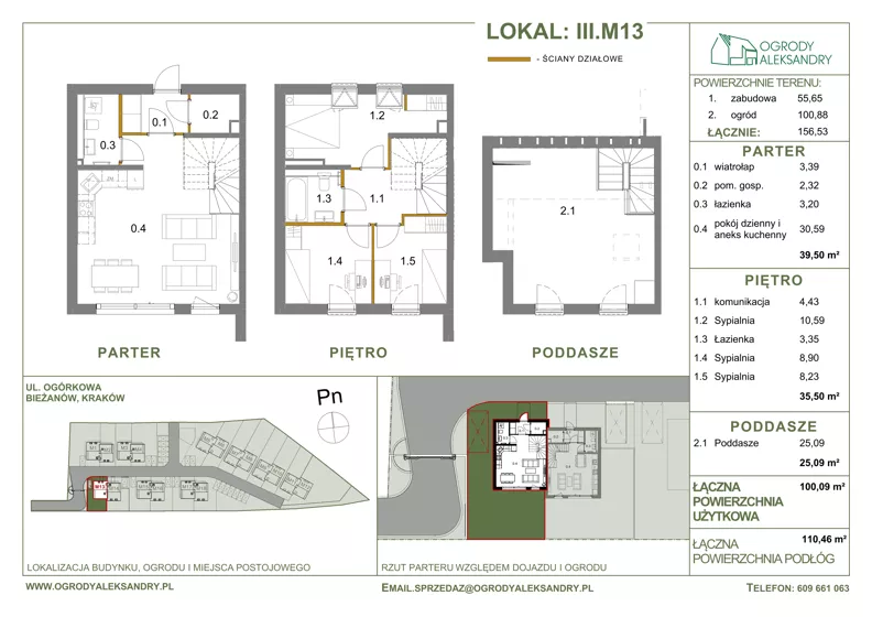Dom 100,09 m², oferta nr M13, Ogrody Aleksandry, Kraków, Bieżanów-Prokocim, ul. Ogórkowa