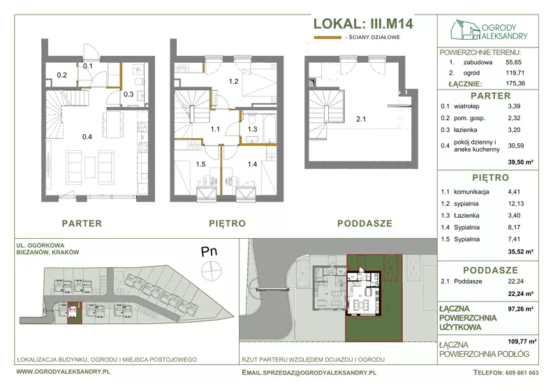 Dom 97,26 m², oferta nr M14, Ogrody Aleksandry, Kraków, Bieżanów-Prokocim, ul. Ogórkowa