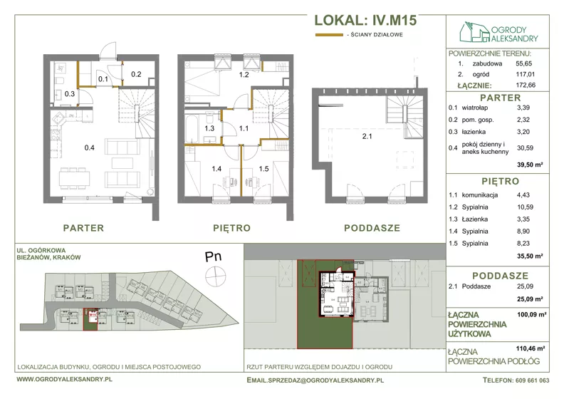Dom 100,09 m², oferta nr M15, Ogrody Aleksandry, Kraków, Bieżanów-Prokocim, ul. Ogórkowa