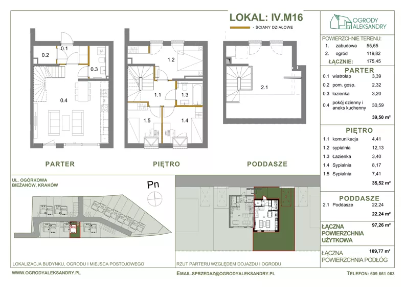 Dom 97,26 m², oferta nr M16, Ogrody Aleksandry, Kraków, Bieżanów-Prokocim, ul. Ogórkowa