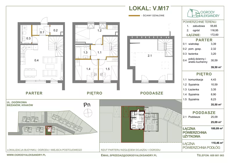 Dom 100,09 m², oferta nr M17, Ogrody Aleksandry, Kraków, Bieżanów-Prokocim, ul. Ogórkowa