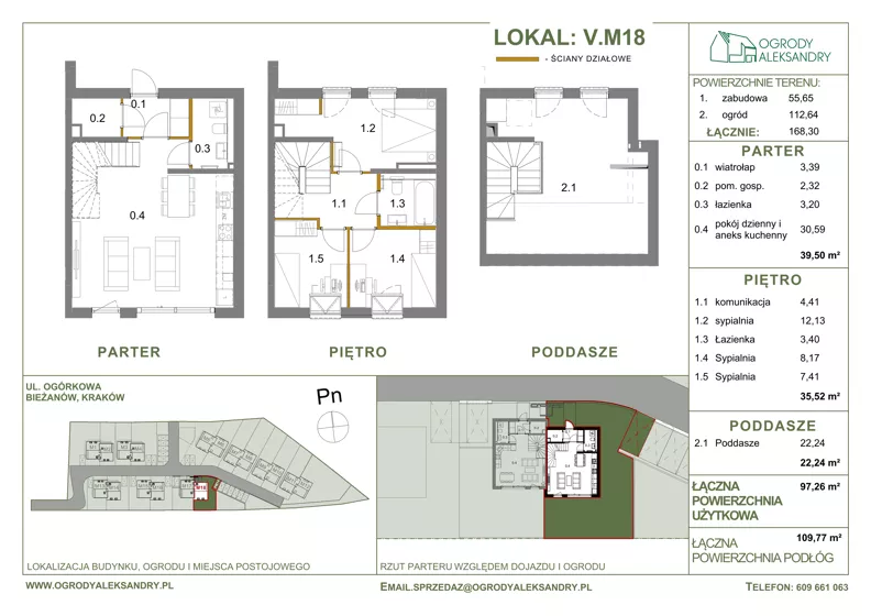 Dom 97,26 m², oferta nr M18, Ogrody Aleksandry, Kraków, Bieżanów-Prokocim, ul. Ogórkowa