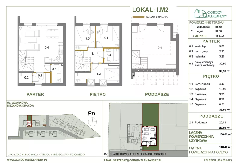 Dom 100,09 m², oferta nr M2, Ogrody Aleksandry, Kraków, Bieżanów-Prokocim, ul. Ogórkowa