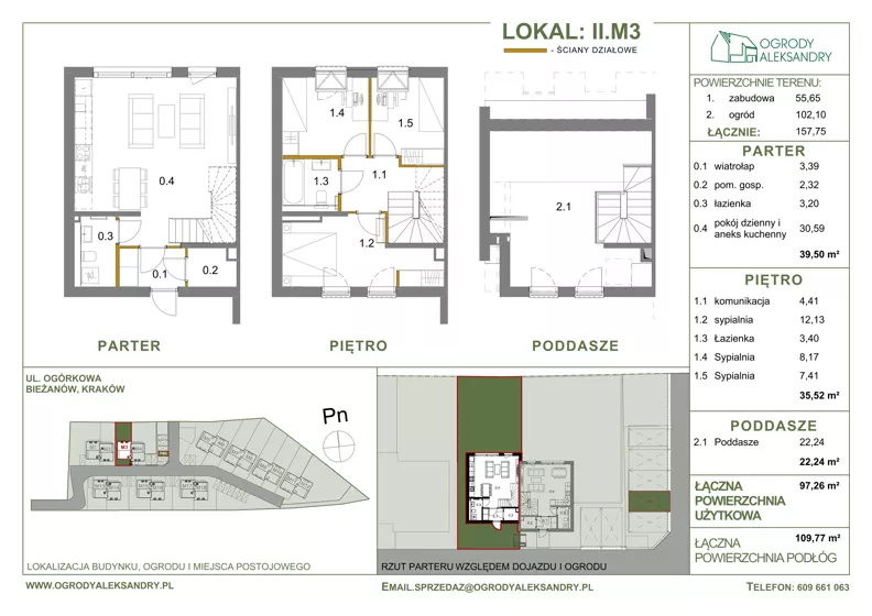 Dom 97,26 m², oferta nr M3, Ogrody Aleksandry, Kraków, Bieżanów-Prokocim, ul. Ogórkowa