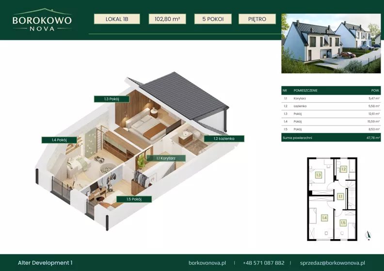 Dom 102,80 m², oferta nr 1-B, Borkowo Nova, Borkowo, ul. Nowa 29A