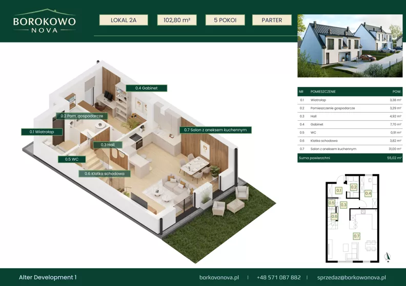 Dom 102,80 m², oferta nr 2-A, Borkowo Nova, Borkowo, ul. Nowa 29A