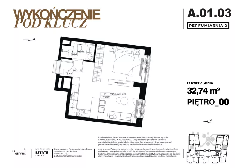 1 pokój, apartament 32,74 m², parter, oferta nr A.01.03, Perfumiarnia 2, Poznań, Św. Łazarz, Łazarz, ul. Śniadeckich 10