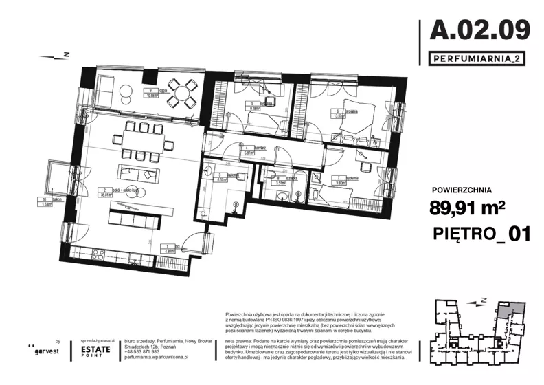 4 pokoje, apartament 89,91 m², piętro 1, oferta nr A.02.09, Perfumiarnia 2, Poznań, Św. Łazarz, Łazarz, ul. Śniadeckich 10