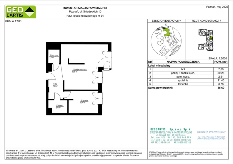 2 pokoje, apartament 55,60 m², piętro 3, oferta nr A.04.30, Perfumiarnia 2, Poznań, Św. Łazarz, Łazarz, ul. Śniadeckich 10