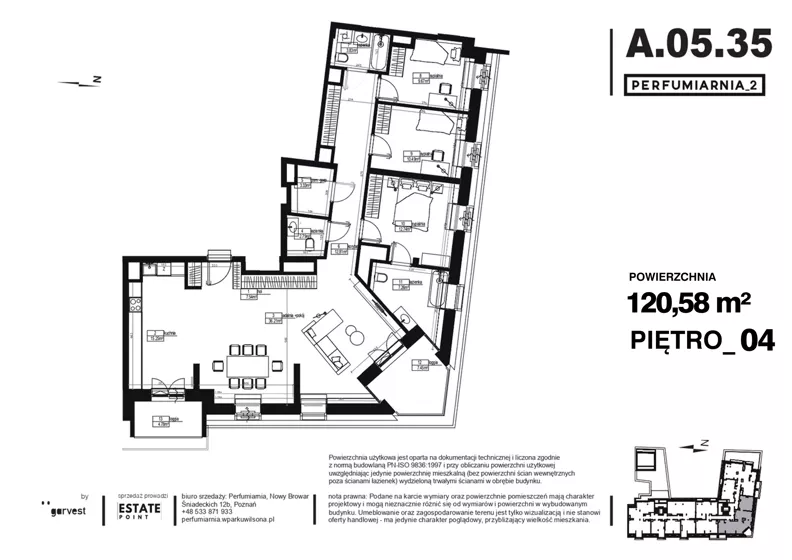 4 pokoje, apartament 120,58 m², piętro 4, oferta nr A.05.35, Perfumiarnia 2, Poznań, Św. Łazarz, Łazarz, ul. Śniadeckich 10