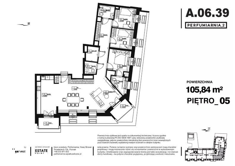 4 pokoje, apartament 105,84 m², piętro 5, oferta nr A.06.39, Perfumiarnia 2, Poznań, Św. Łazarz, Łazarz, ul. Śniadeckich 10