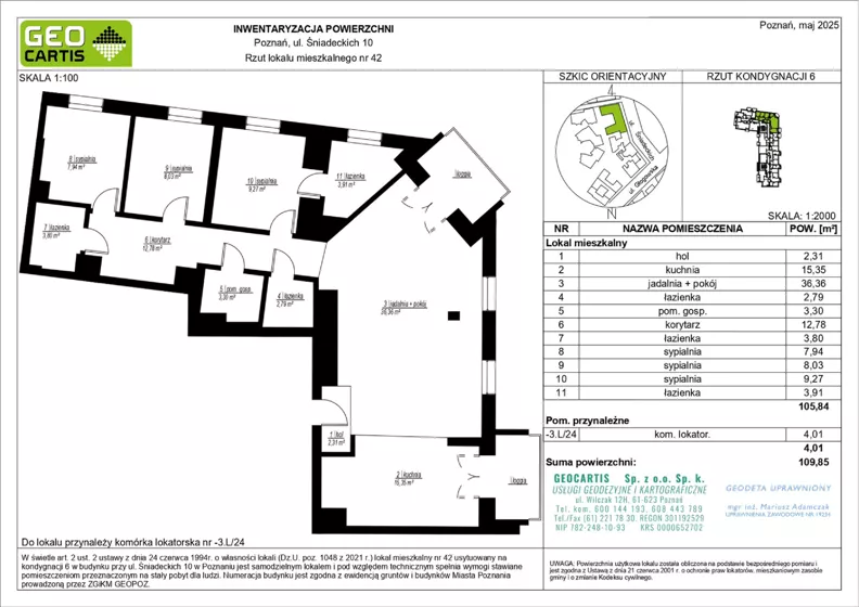 4 pokoje, apartament 105,84 m², piętro 5, oferta nr A.06.39, Perfumiarnia 2, Poznań, Św. Łazarz, Łazarz, ul. Śniadeckich 10
