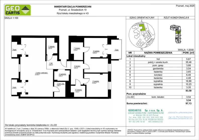 3 pokoje, apartament 93,59 m², piętro 5, oferta nr A.06.40, Perfumiarnia 2, Poznań, Św. Łazarz, Łazarz, ul. Śniadeckich 10