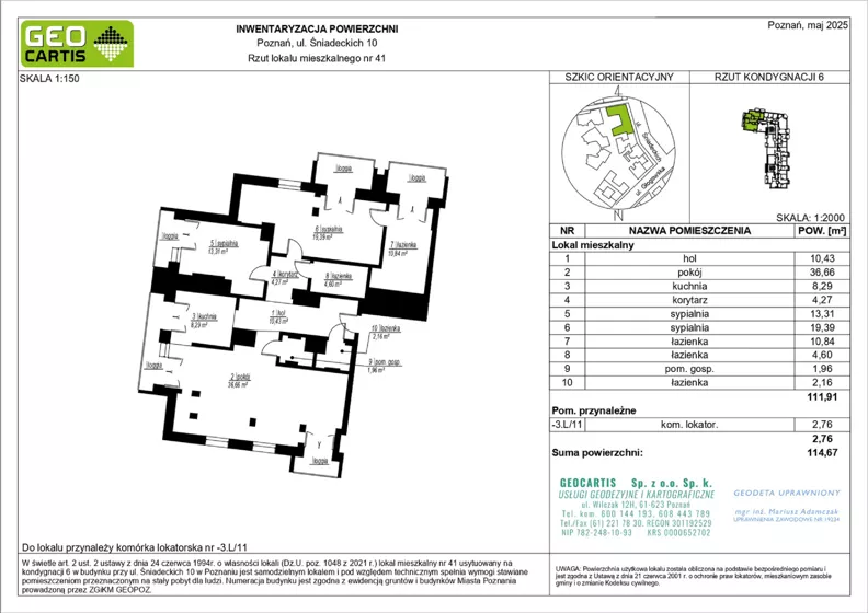 3 pokoje, apartament 111,91 m², piętro 5, oferta nr A.06.41, Perfumiarnia 2, Poznań, Św. Łazarz, Łazarz, ul. Śniadeckich 10