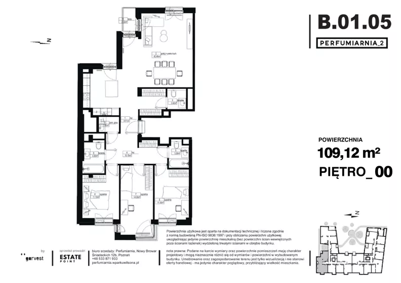 4 pokoje, apartament 109,12 m², parter, oferta nr B.01.05, Perfumiarnia 2, Poznań, Św. Łazarz, Łazarz, ul. Śniadeckich 10