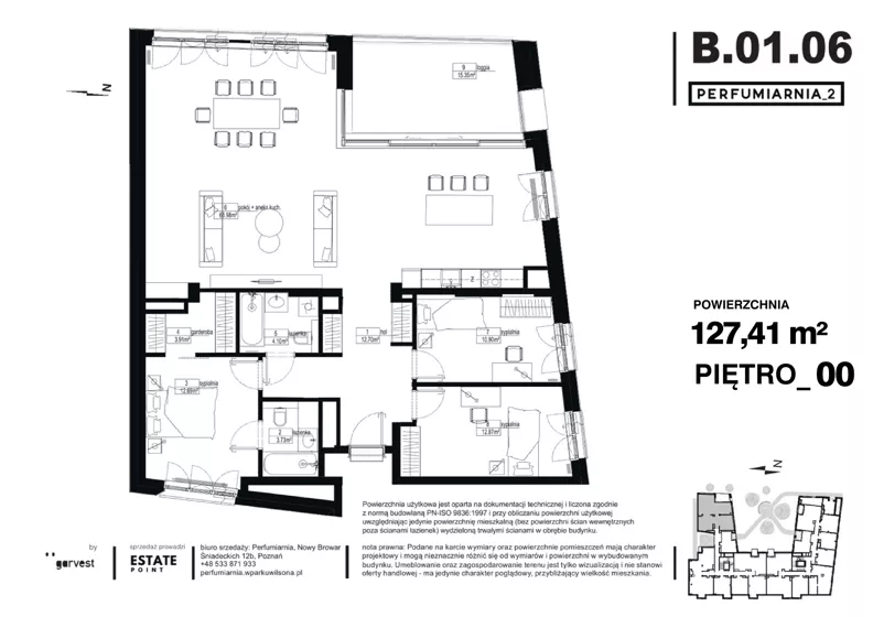 4 pokoje, apartament 127,41 m², parter, oferta nr B.01.06, Perfumiarnia 2, Poznań, Św. Łazarz, Łazarz, ul. Śniadeckich 10
